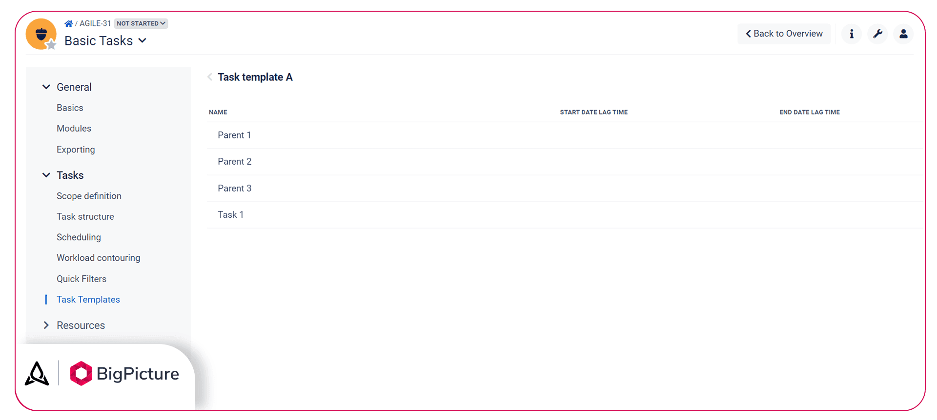Task template basic tasks