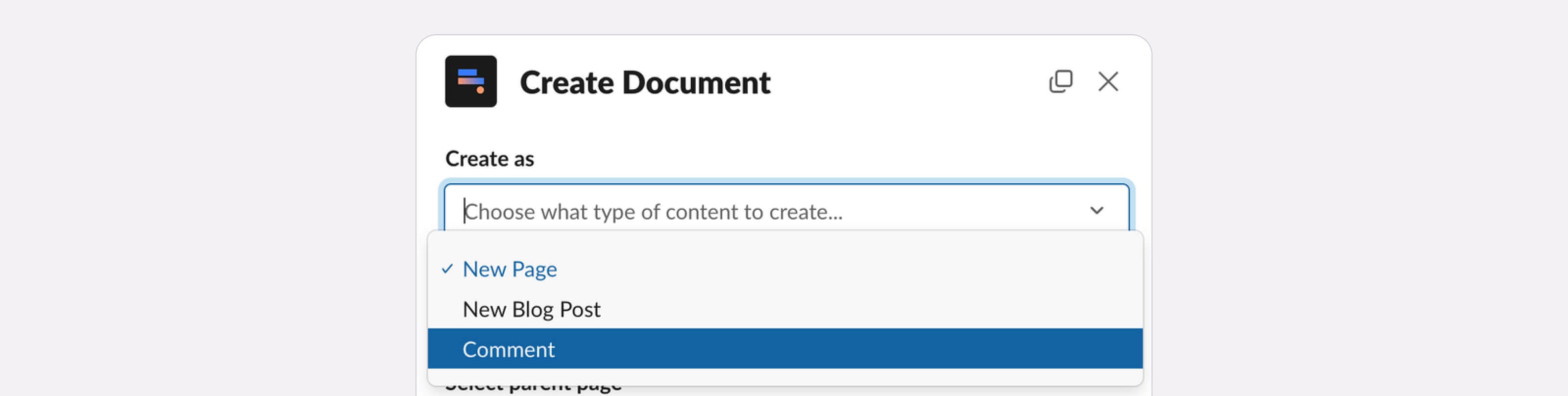Example of how to create a comment within Confluence utilizing Appfire’s Docs+ for Slack.