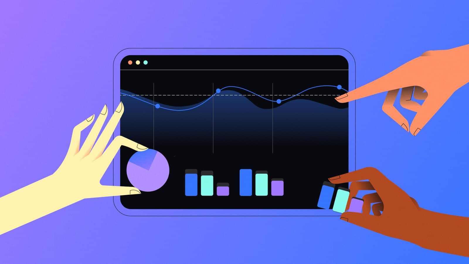 Group of engineers around a screen.