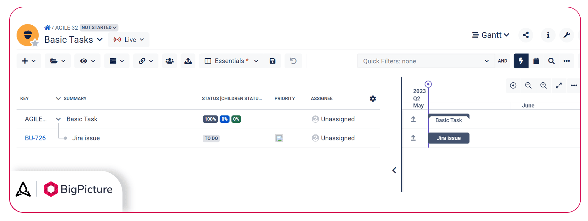 Parent child relationship between Basic Task Jira issue
