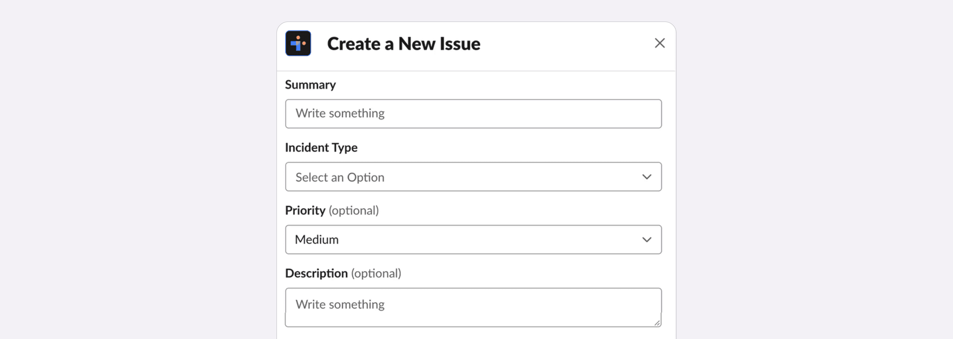 New “Create a New Issue” pop-up window to be filled out with applicable information.