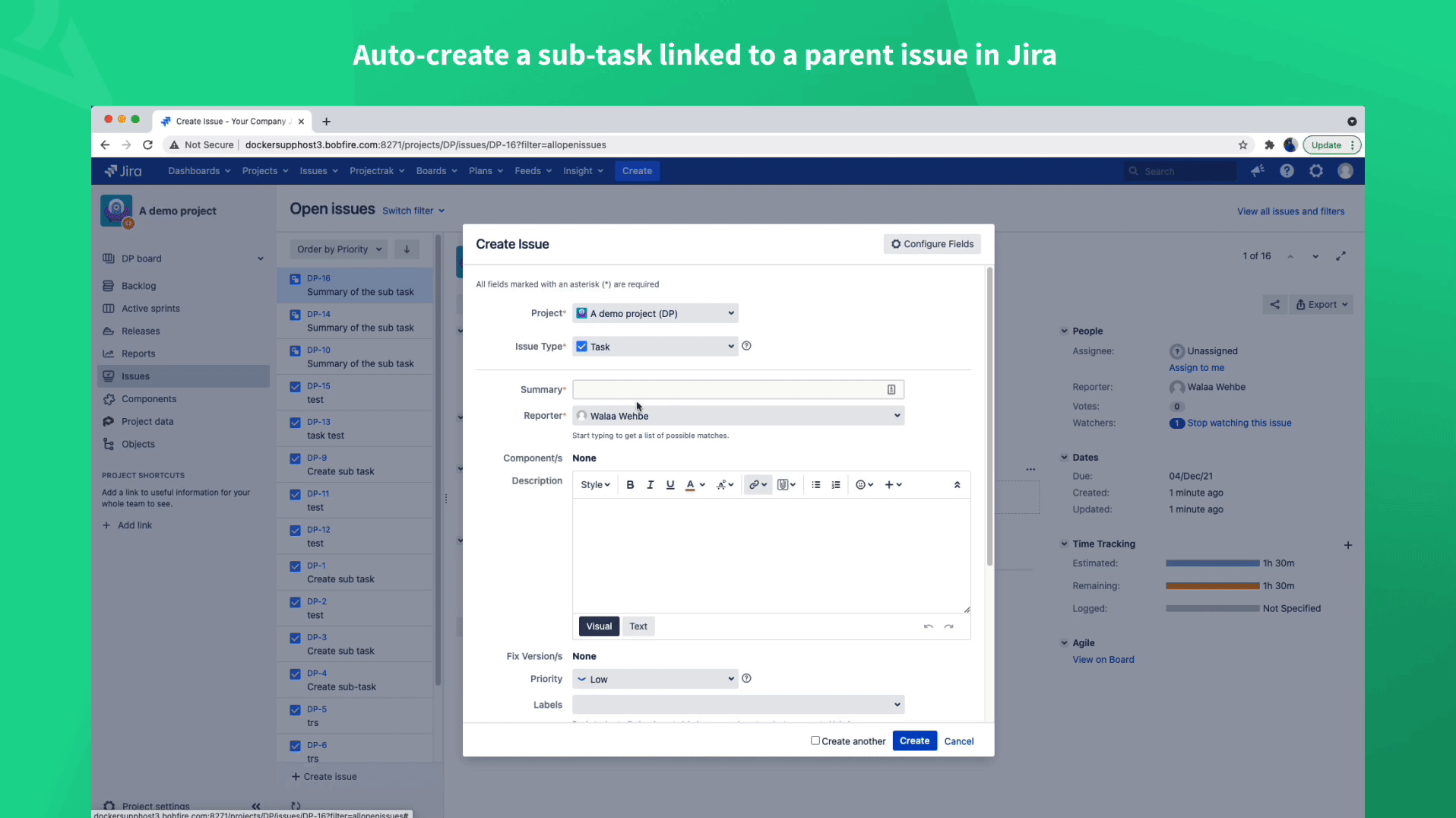 How to create sub tasks gif