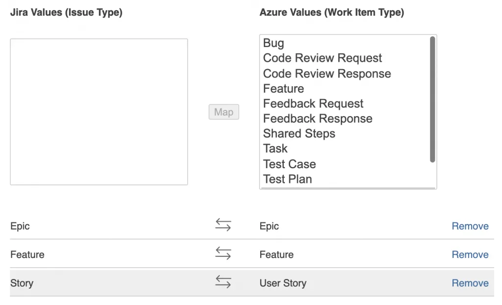 JIra vs Azure values